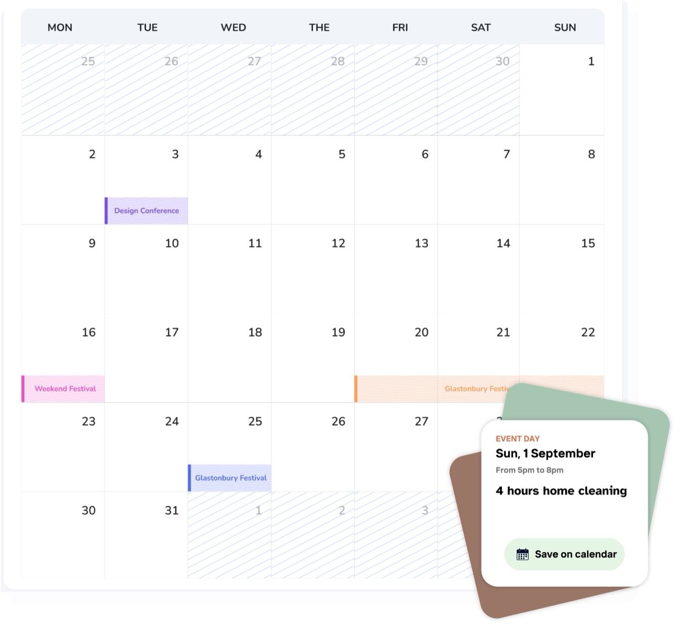 Calendar with appointment bookings synced from WhatsApp